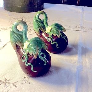 Eggplant salt and pepper shakers.